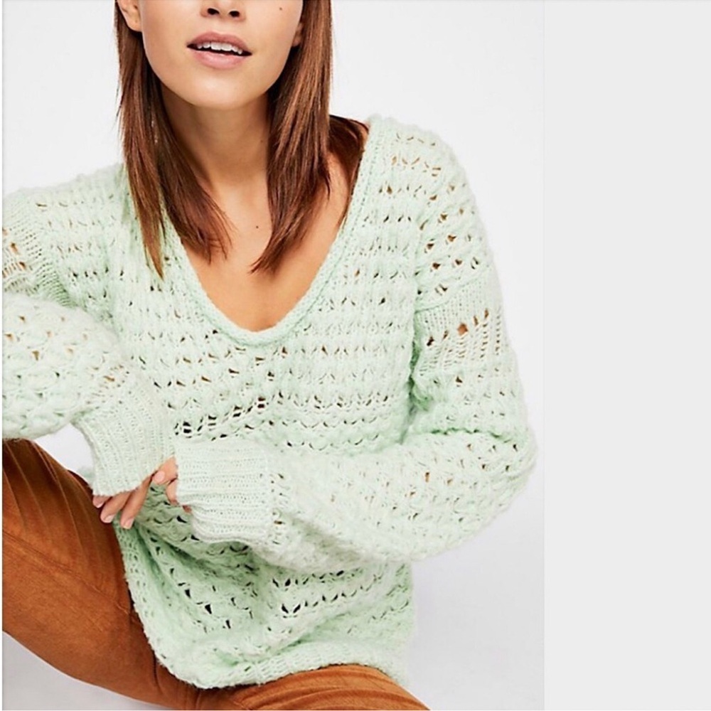 Free People Crashing Waves Mixed Knitting Wool Blend Sweater Womens Medium